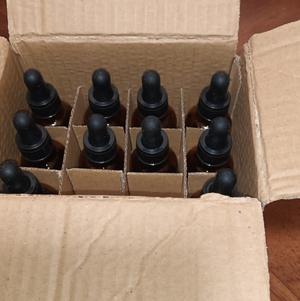 NWT 12, 1 oz Brown DropperStorage Bottles, Complete kit B3 0146